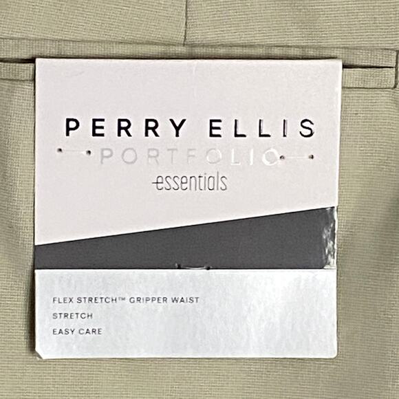 Perry Ellis Dress Pants Men's 38x30 Portfolio Slim Fit Flat Front Sand NEW - Picture 8 of 14